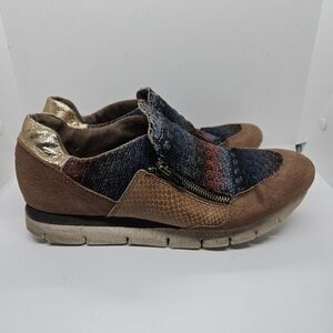 OTBT Sewell sneakers brown and multicolor woven with gold detail size 11